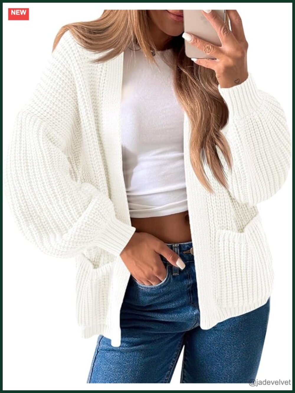 Oversized Cardigan Ribbed Chunky Knit Long Lantern Sleeve Open Front Sweater